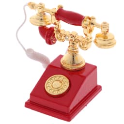 1:12 Dollhouse Miniature Vintage Phone Model Simulation Mini Retro Telephone Doll Furniture Decor Accessories For Kids Toys Gift