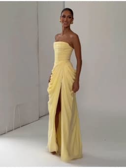 Solid Pleated Strapless Women's Dress Backless Off-shoulder High Waist Split Female Dresses 2026 Sexy Summer Evening Party Gown