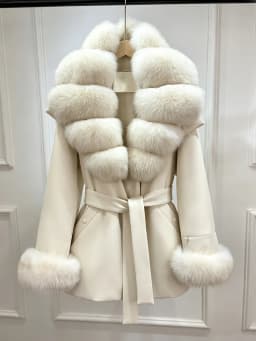 Janveny Luxury Women's Winter Down Jacket 2026 New Large Natural Real Fox Fur Cuff 90% White Duck Down Coat Female Feather Parka