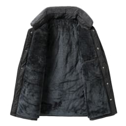 New Autumn/Winter Solid Color Fleece-Lined Thickened Warm Windproof Cotton Jacket Men's Casual Loose Sports Plus Size Outerwear