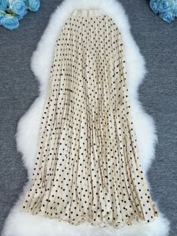 Polka Dot Print High Elegant A-line Pleated Long Skirt For Women 2025 Spring autumn Office Lady Casual Leopard Skirts