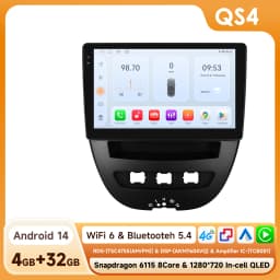 Snapdragon 8Core Android 14 Car Radio For Peugeot 107 Toyota Aygo Citroen C1 2005 - 2014 wireless CarPlay Android Auto 4G BT5.4