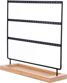 Earring Holder Stand 3-Tier 69 Holes Earring Organizer Stand Display with Wooden Storage Tray Desktop Bracelet Jewelry Holder