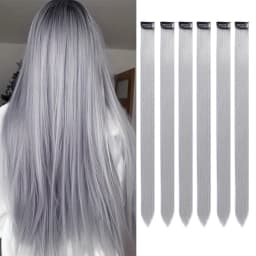 Clip in Hair Extensions 6pcs/pack Colored Party Highlights 22 Inches Multi-colors Straight Hair Synthetic Hairpieces Purple Pink