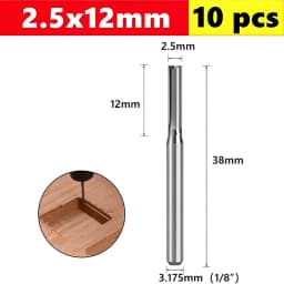 10pcs Carbide End Mill  3.175mm （1/8）Shank 2 Flute Straight Slot Milling Cutter MDF Plastic Wood Cutter CNC Machine Router Bit