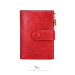 Retro Wallet Women's Short Three Fold Large Capacity Double Zipper ID Credit Card Holder Minimalist Solid Color Lady Coin Purse