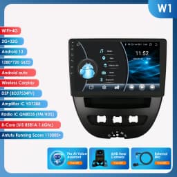 Snapdragon 8Core Android 14 Car Radio For Peugeot 107 Toyota Aygo Citroen C1 2005 - 2014 wireless CarPlay Android Auto 4G BT5.4