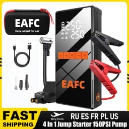 12V Car Jump Starter 4 In 1 Car Wireless Tire Inflator Pump Air Compressor Power Bank Potable Battery Starting Fast Charging