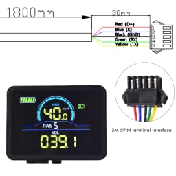 UART2 P5C Electric Bike Colorful LCD Display Meter 24V-60V SM/Waterproof Connection Plug Ebike intelligent Display With USB