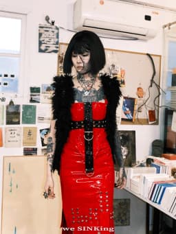Lautaro Cool Red and Black Patchwork Patent Leather Y2K Tank Tops 2000s Women Luxury Designer Gothic Woman Clothing Streetwear