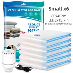 6Pcs Thick Rectangular Zipper Vacuum Bags W/Electric Pump, 110V US Plug Seal Bags: Ideal for Space-Saving Clothes/Bedding, Quiet