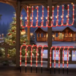 5PC/8PC One Set Of Waterproof Snowflake Cane Candy Lights, Solar Christmas Lights For Outdoor Garden Party Christmas Decoration