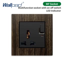 Wallpad Wood Texture Aluminum Alloy Panel EU Electrical Sockets And Wall Switches With LED 1 2 3 Gang 2 3 Way USB Charge Port