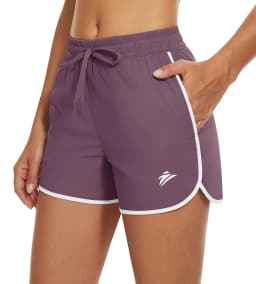 TACVASEN Womens Athletic Running Shorts with 2 Side Pockets Quick Dry Stretchy Workout Gym Shorts Elastic Waistband Activewear
