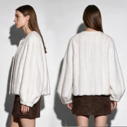 Amii Crew Neck Faux Fur Coat Lantern Sleeve Loose Fit Warm Light Luxury Minimalist 2026 Winter Women's Fur Coat 12624109