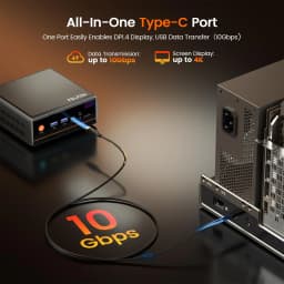 PELADN WO4 Mini Gaming PC - AMD Ryzen 5 5600H((6C/12T, up to 4.2Ghz,Beats 5700U/7430U) 16GB Dual Channel RAM 512GB SSD, Mini Desktop Computer with Dual NIC LAN 2.5Gbe, WiFi6, BT5.2, Type-C,sUPPORT Triple-Display Windows 11 Pro