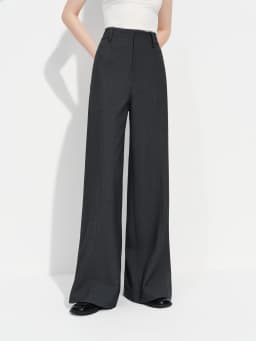 FSLE 2026 Spring Women's Wide Leg Trousers Wool Blend Acetate Pants High Waist Office Chic Pant Versatile Minimalist Soft Pants