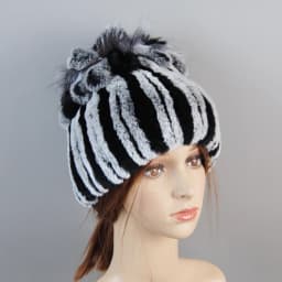 Real Rex Rabbit Fur Hat And Scarf Set Women Winter Knitted Beanie Hat Natural Fur Skullies Beanies Woman Hat Female Cap Elastic