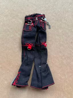 1/6 Scale Slim Monster Doll Jeans Pants Tshirt Dressing Parts Decors Compatible with Slim Doll Body for Collectible Figures