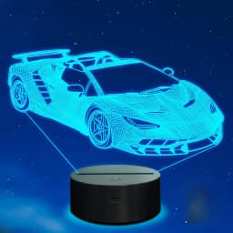 3D Racing Car Night Light LED Illusion Lamp with Remote Control 16 Colors Car Party Gifts Christmas Birthday for Kids Teens