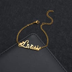 Atoztide New Customized Name Bracelet Personalized Thick Chain for Women Stainless Steel Gold Color Bangle Chrismas Gift 
