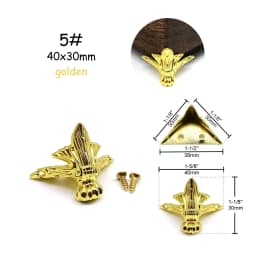 4pcs Jewelry Chest Wood Box Gift Wine Case Decorative Feet Leg Corner Protector Support Bracket with screws Golden Silver Bronze