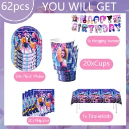 K-Pop Birthday Party Supplies Set - Decorations Tableware Balloon Plate Napkins Cake Topper Banner Gift Keychains for christmas