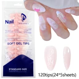 150Pcs/set White French Gel Nail Tips Medium Almond Nude Pink Press On Nail French Tips Matte/Glossy Frosted Soft Gel Nail Tips