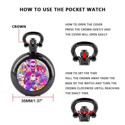 The Amazing Digital Circus Dome Quartz Pocket Watch Vintage Men Women Necklace Pendant Creative Clock Gifts Reloj De Bolsillo