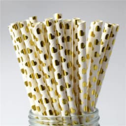 Paper Straws Garden Flower Foil Gold Disposable Drinking for Birthday Wedding Deco Christmas Party Restaurant Event Supplies