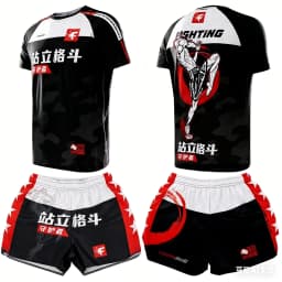2026 Summer Men's MMA Training Suit Quick Dry Combat Sportswear Set Bold Pink & Black Graphic Shorts & T-Shirt Outfit for Kids