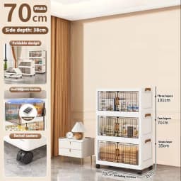 Heavy Duty Foldable Storage Cabinet with Wheels – Multi-layer Baby Wardrobe & Toy Organizer for Bedroom, Space-Saving for Kids