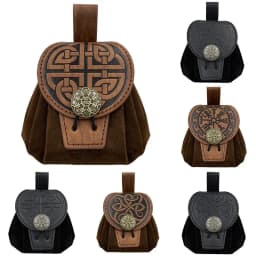 Steampunk Medieval Punk Style Fanny Packs for Men Pu Leather Coin Purse Hangable Belt Waist Bag Drawstring Hip Belt Bag Cosplay