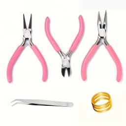 1set Senior Jewelry Making Tool Set, Includes Round Nose, Pointed Nose, and Wire Cutters, Non-Serrated Pliers for Beginners