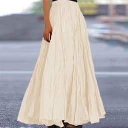 Women Long Skirt High Waist Stretch Solid Color Pleated Skirt Women Faldas Vintage Fold Large Swing Casual Maxi A-Line Skirt