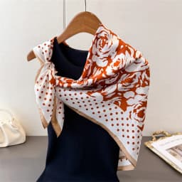 New cartoon emulated silk printed silk scarf shawl neck protection scarf decorative luxury women's scarf