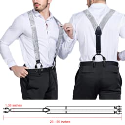 Adjustable Slive Paisley Suspender Self-tie Bowtie Pocket Square Cufflinks Set Luxury 6 Clips Mental Elastic Classic straps