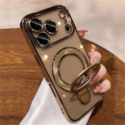 Luxury For Magsafe Bracket Case For iPhone 16 17 18 15 14 13 12 Pro Max 16 Plus Magnetic Ring Stand Holder Clear Acrylic Cover