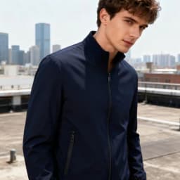 Men Windproof Jacket Versatile Men Coat Men's Stand Collar Jacket Windproof Long Sleeve Outerwear with Zipper Closure Smart