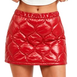 Womens Shiny Quilted Padded Puffer A-line Short Mini Skirt Side Zipper A-line Miniskirt Waterproof Warm Padded Bodycon Skirt