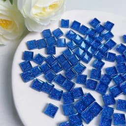 Mosaic Tiles for Crafts Blue Shine Assorted Color 50pcs Glass Glitter Mosaic Supplies Pieces Bulk Square Shape Home Decoration