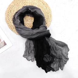Fashionable Trend Gradient Blue Fold Shawl Soft Retro Pleated Long Scarf Sunscreen Scarf Spring Summer