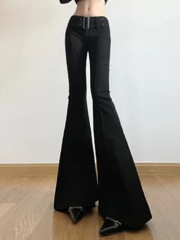 2026 Y2k Retro Emo 2000s Women's Black Flare Pants Streetwear Fashion Trousers Harajuku Wide Yoga Pants 90s Aesthetic Clothes