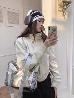 Retro High-End White PU Leather Jacket Short Women's Motorcycle Style Autumn New Small Design Trendy Coat Female Fashion