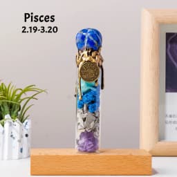 1PC Natural Crystal Zodiac Wishing Bottle, Magic Energy Healing Stone Drifting Bottle with Raw Stones, Spiritual Divination Reik