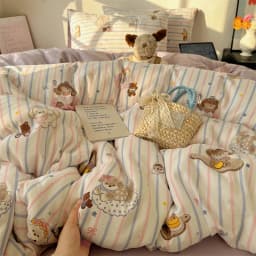 1 Pcs High Density Quilt Durable Quilt Cover Korean Aesthetic Stripe Duvet Covers Soft Skin-Friendly Breathable Comforter Cover