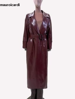 Mauroicardi Spring Autumn Extra Long Oversized Pu Leather Trench Coat for Women Sashes Elegant Chic Luxury Designer Clothes 2025