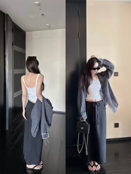 High Waist Drawstring White Half Skirt Korean Style Elegant Drapey Straight Skirt Women's Fashionable Versatile Autumn New Ar...