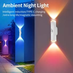 LED Motion Sensor Night Light RGB Colors Changing Wireless Wall Lamp Rechargeable Magnetic Sunset Lamp for Bedroom Living Room