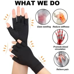 1Pair Copper Arthritis Compression Gloves Fingerless for Carpal Tunnel, Rheumatoid,Tendonitis,Computer Typing,Support for Joints